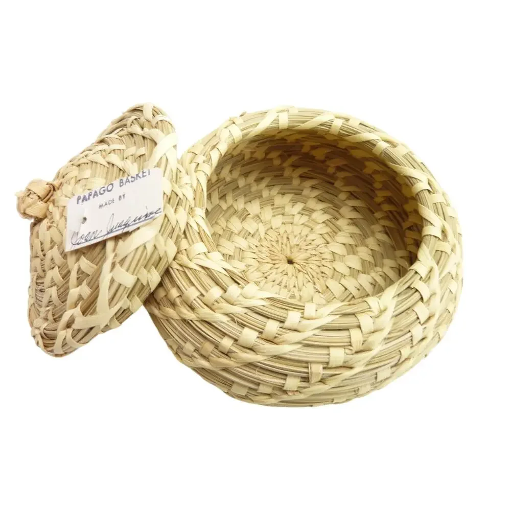 Vintage Native American Indian PAPAGO Lidded Basket